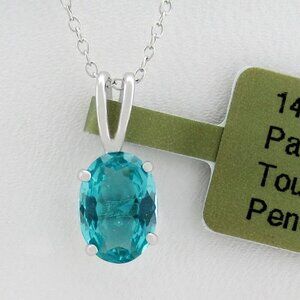 Neon Sea Blue Paraiba Tourmaline 0.96 Cts Pendant 14k White Gold